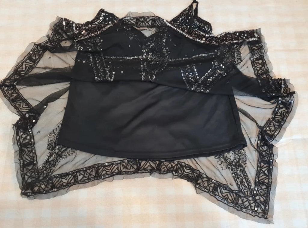 Monsoon babydoll топ в черно с пайети