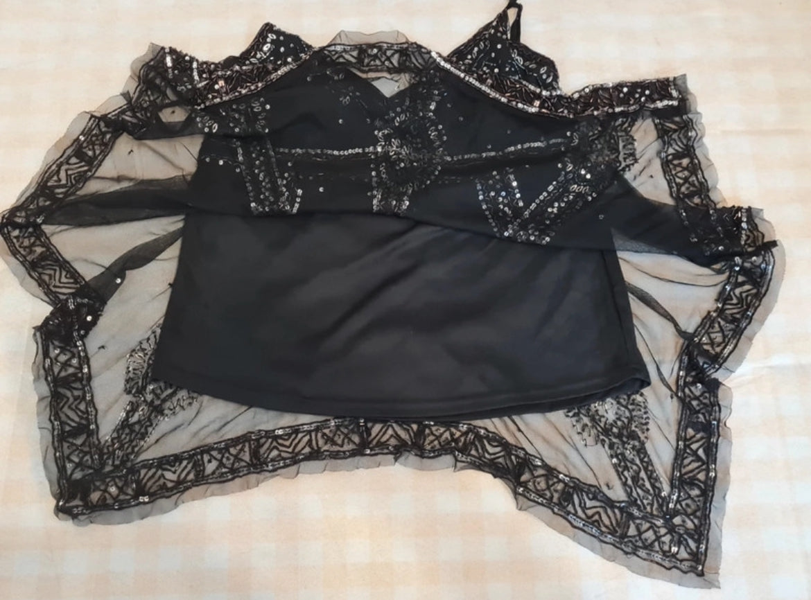 Monsoon babydoll топ в черно с пайети