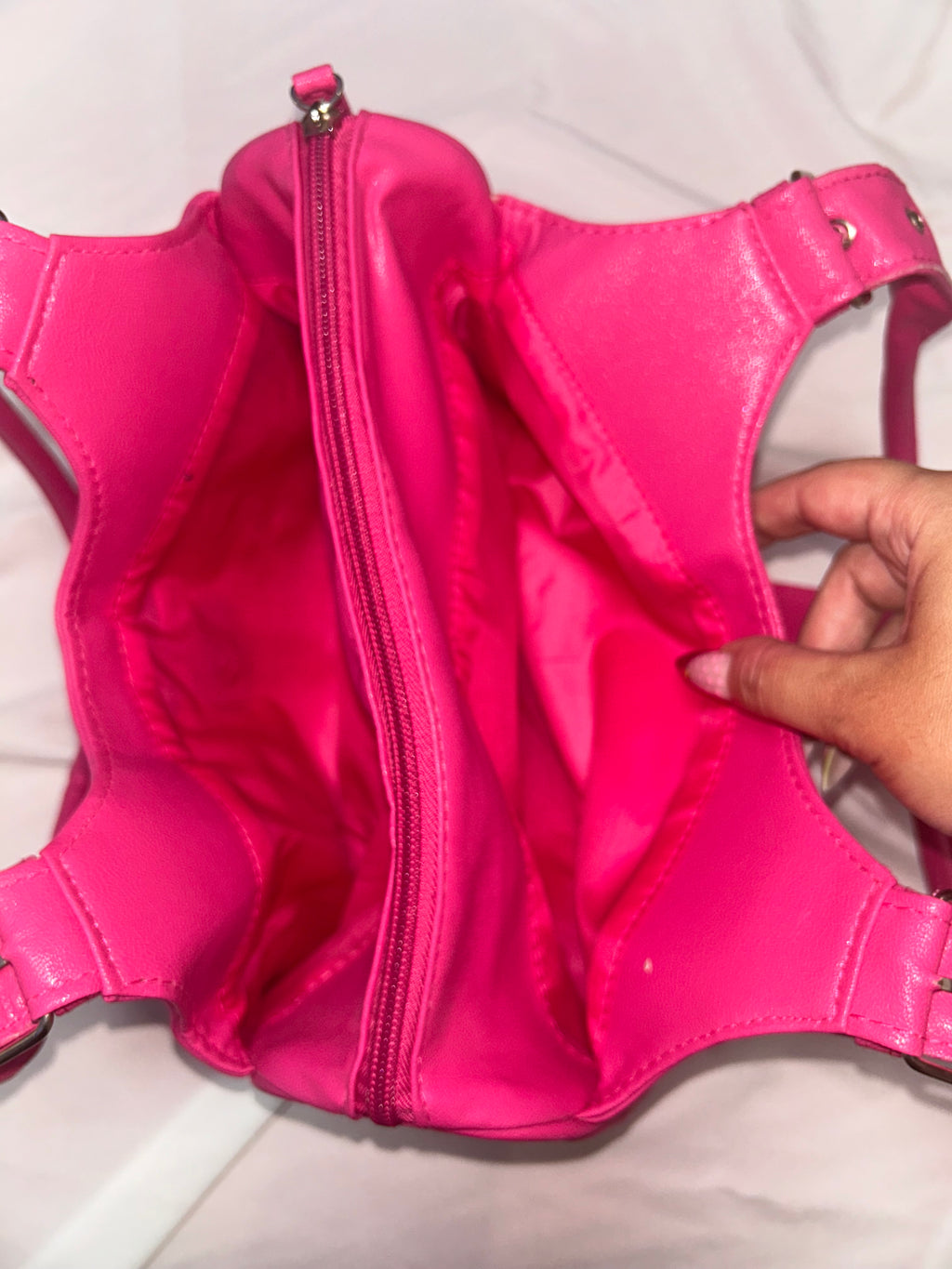 Vintage Y2K hot pink studded shoulder чанта