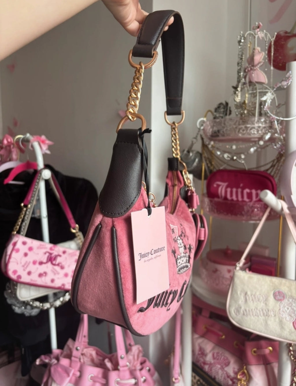 Y2K чанта Juicy Couture в розов велур