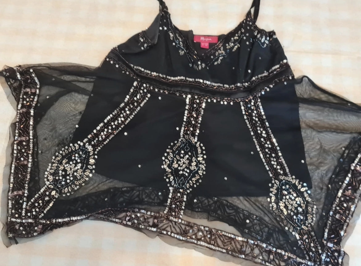Monsoon babydoll топ в черно с пайети