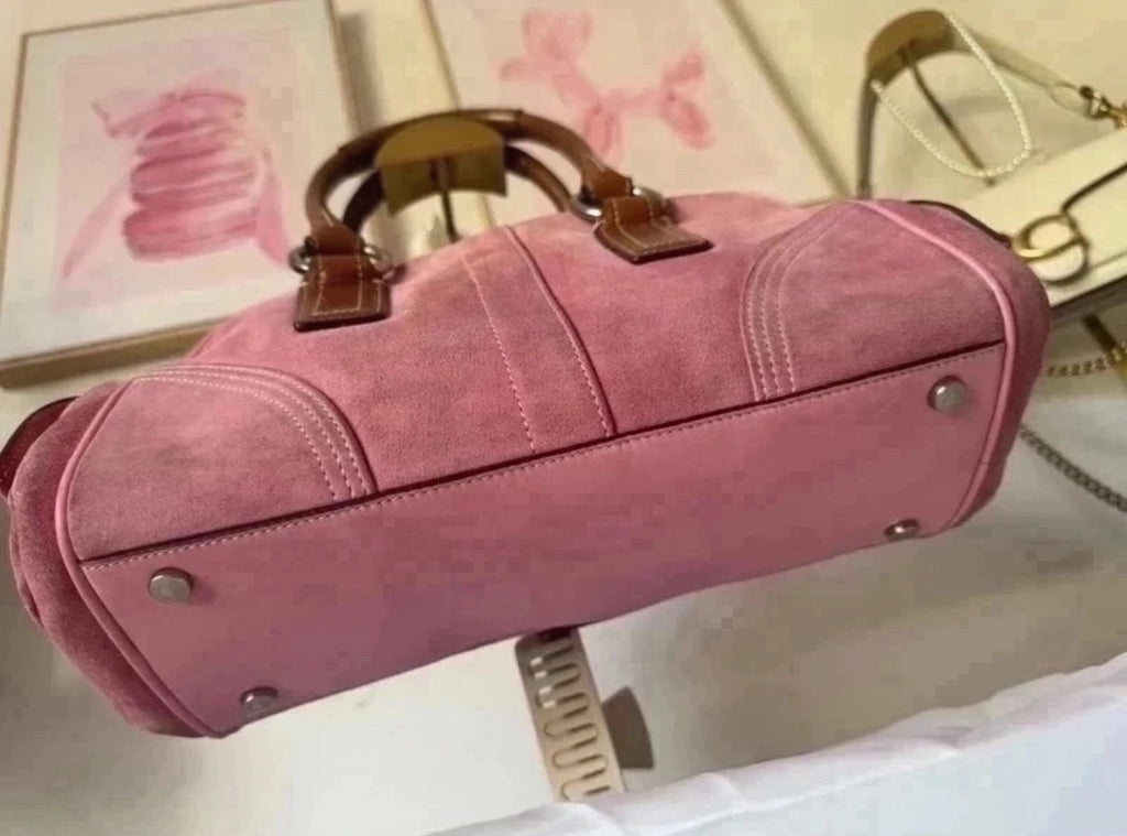 Vintage Coach Pink Suede & Leather Satchel – K05S-8A23