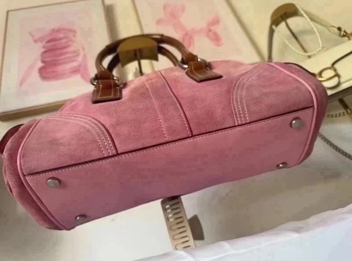 Vintage Coach Pink Suede & Leather Satchel – K05S-8A23