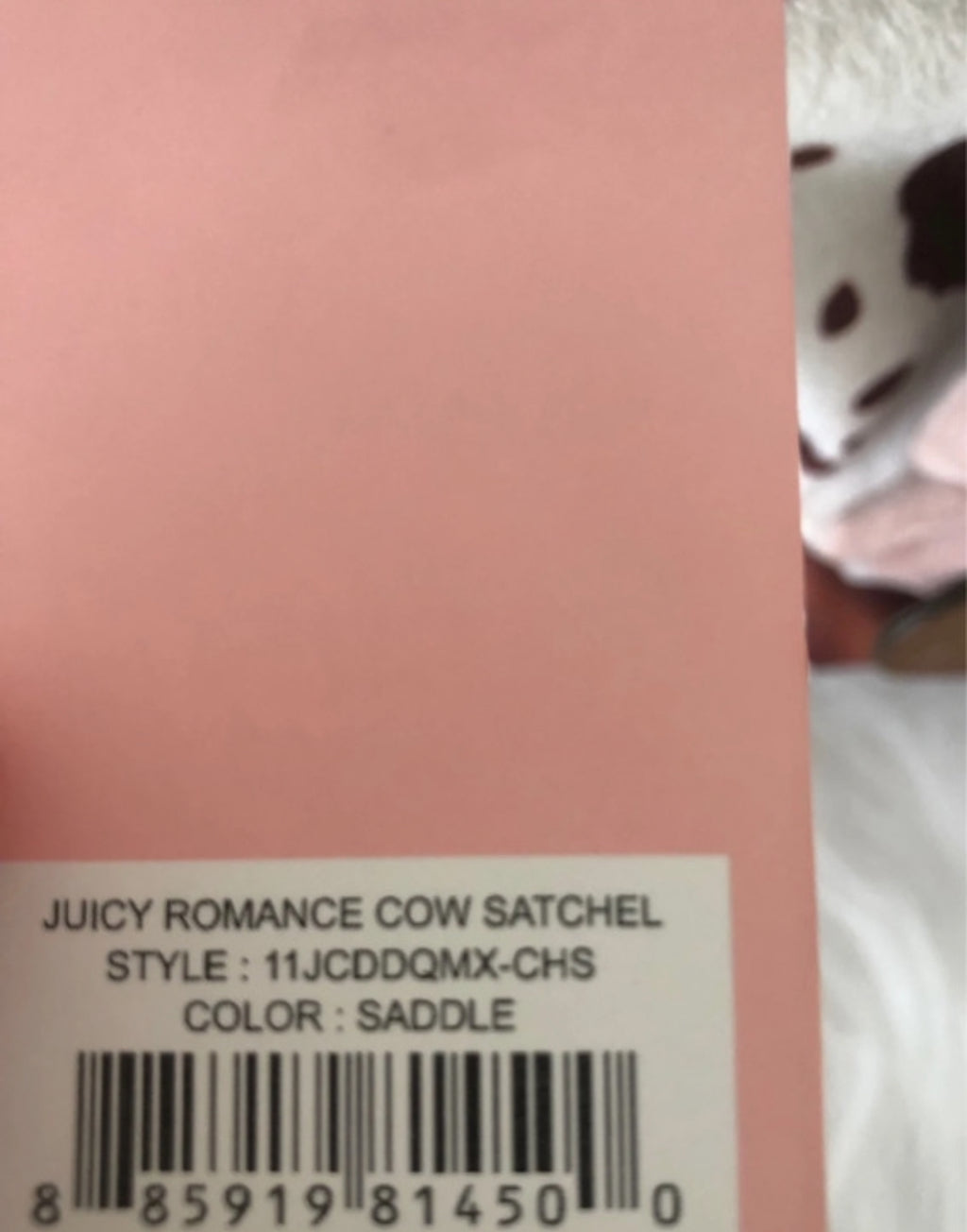 Чанта Juicy Couture Romance Cow Satchel с ефектен косъм с принт тип cow print
