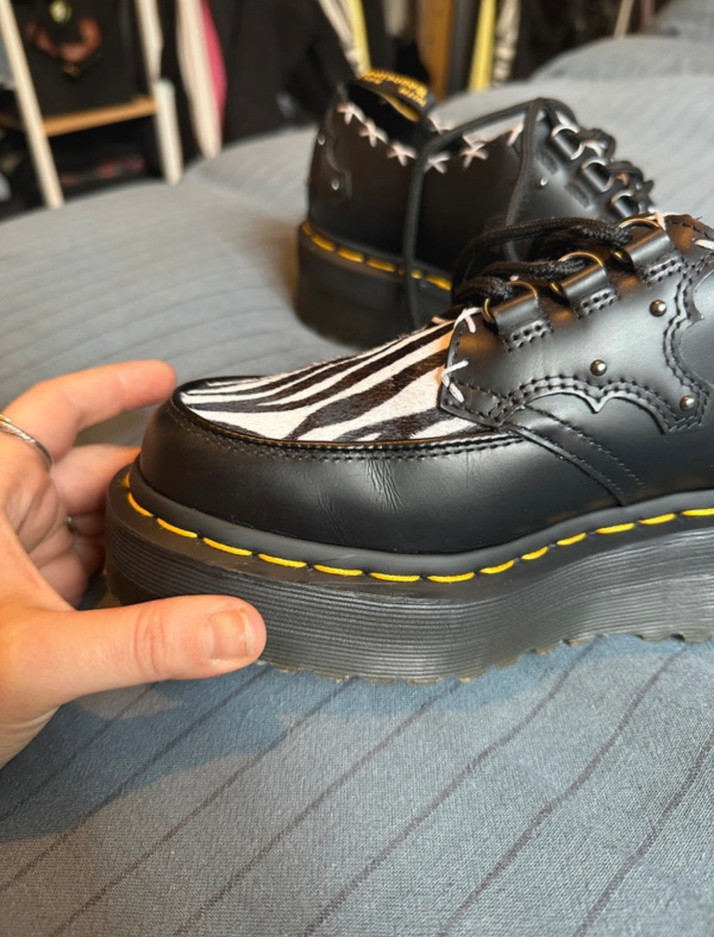 Dr. Martens Ramsey Monk Zebra Print Creepers - 38
