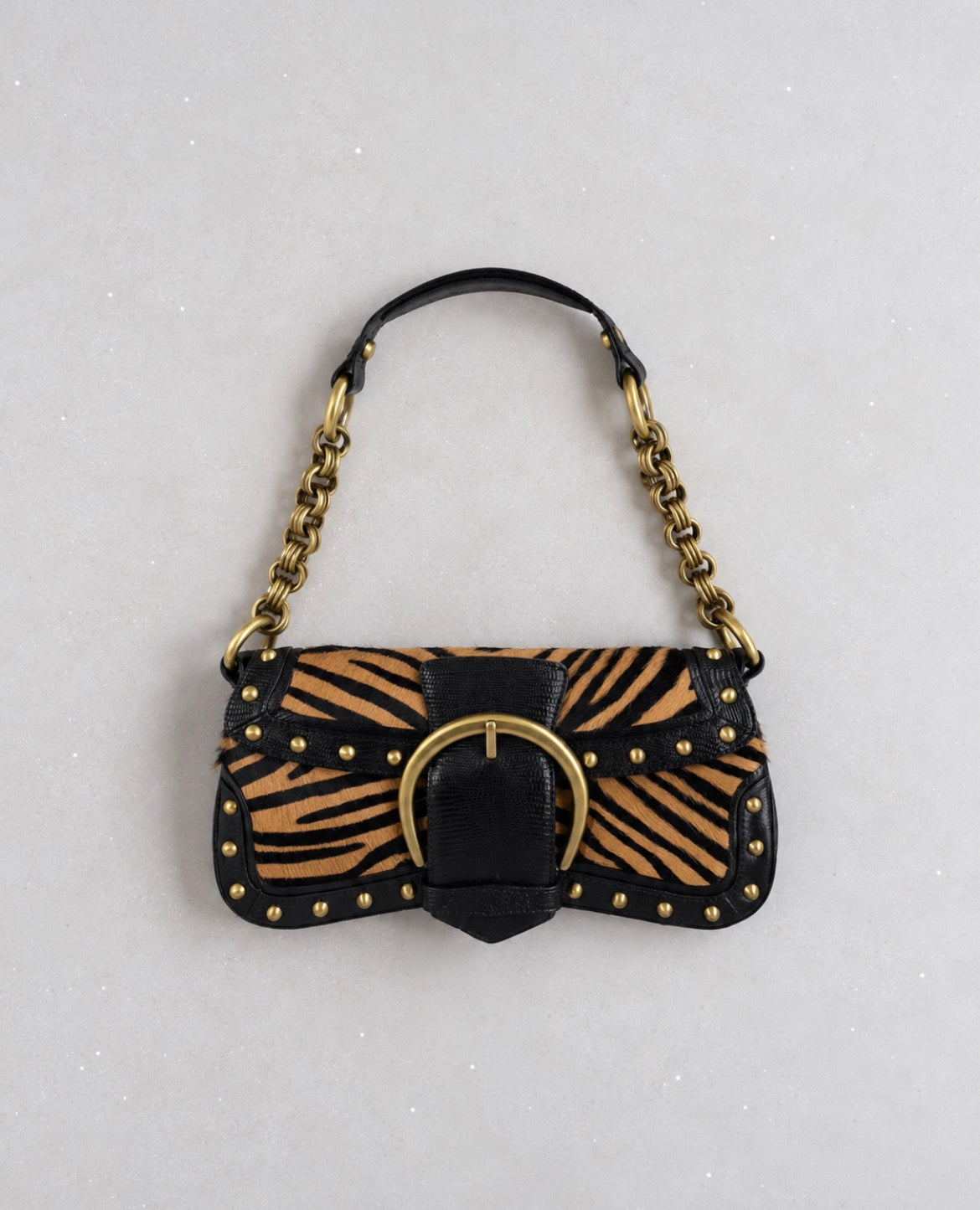 Karen Millen Y2K Zebra Pony Hair-Effect Shoulder Bag