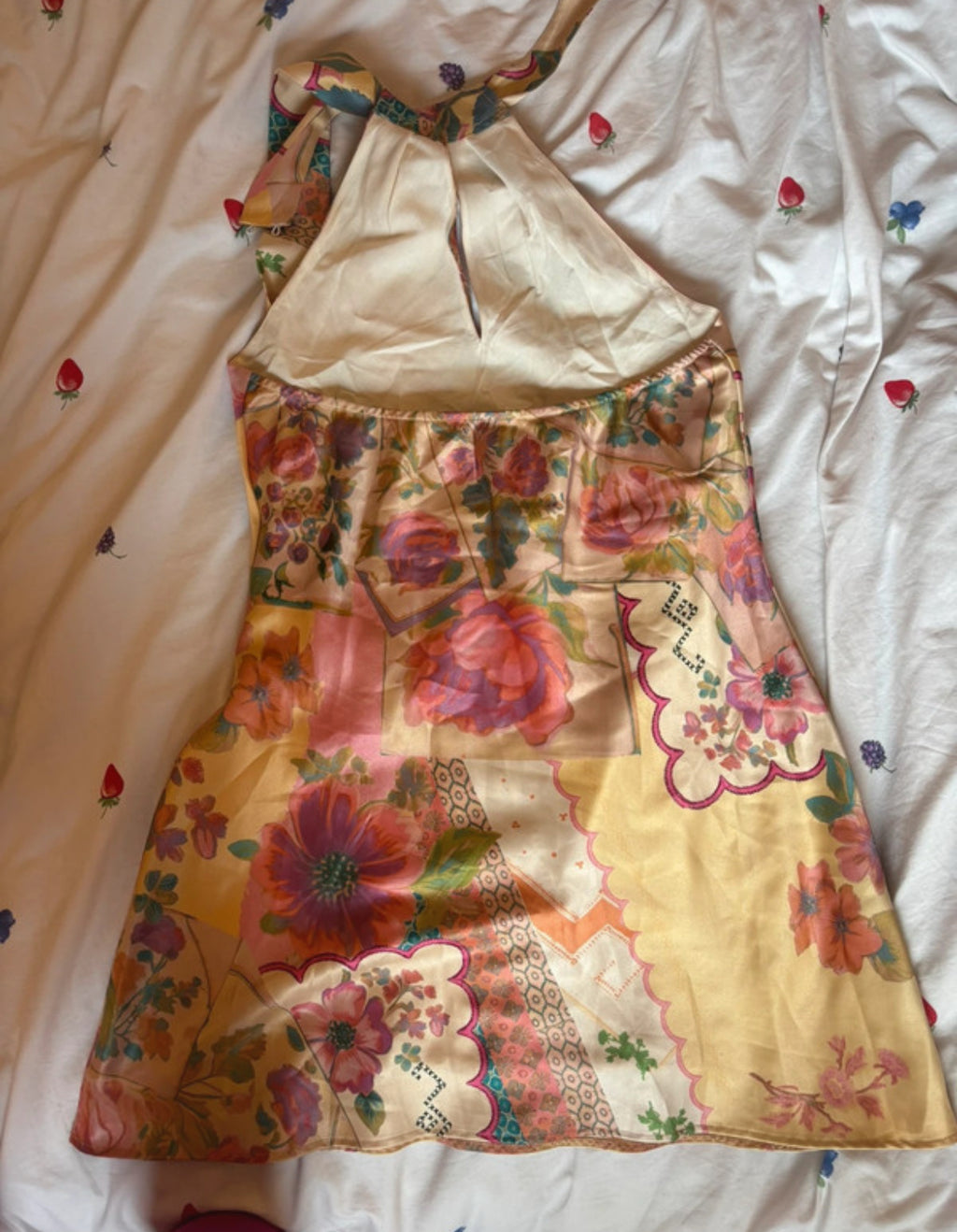 Reclaimed Vintage флорална сатенена мини рокля