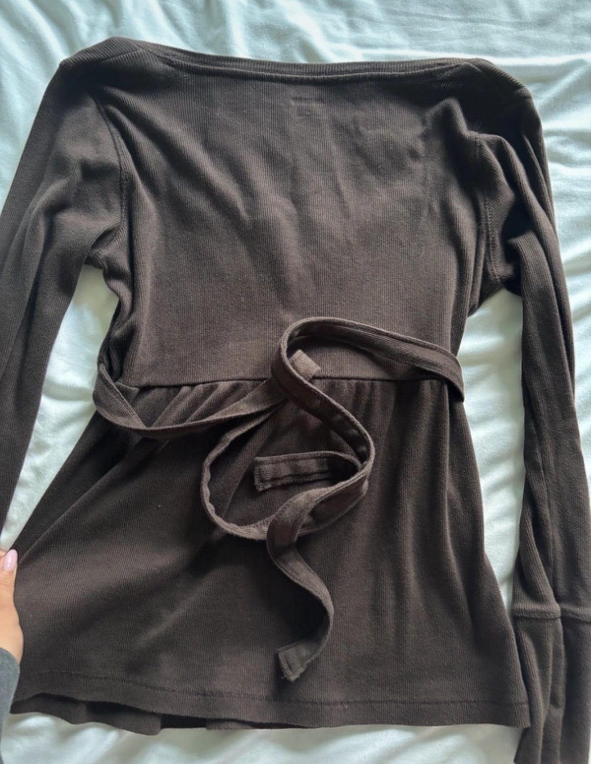 Vintage Hollister Y2K Brown Babydoll Tie-Back топ