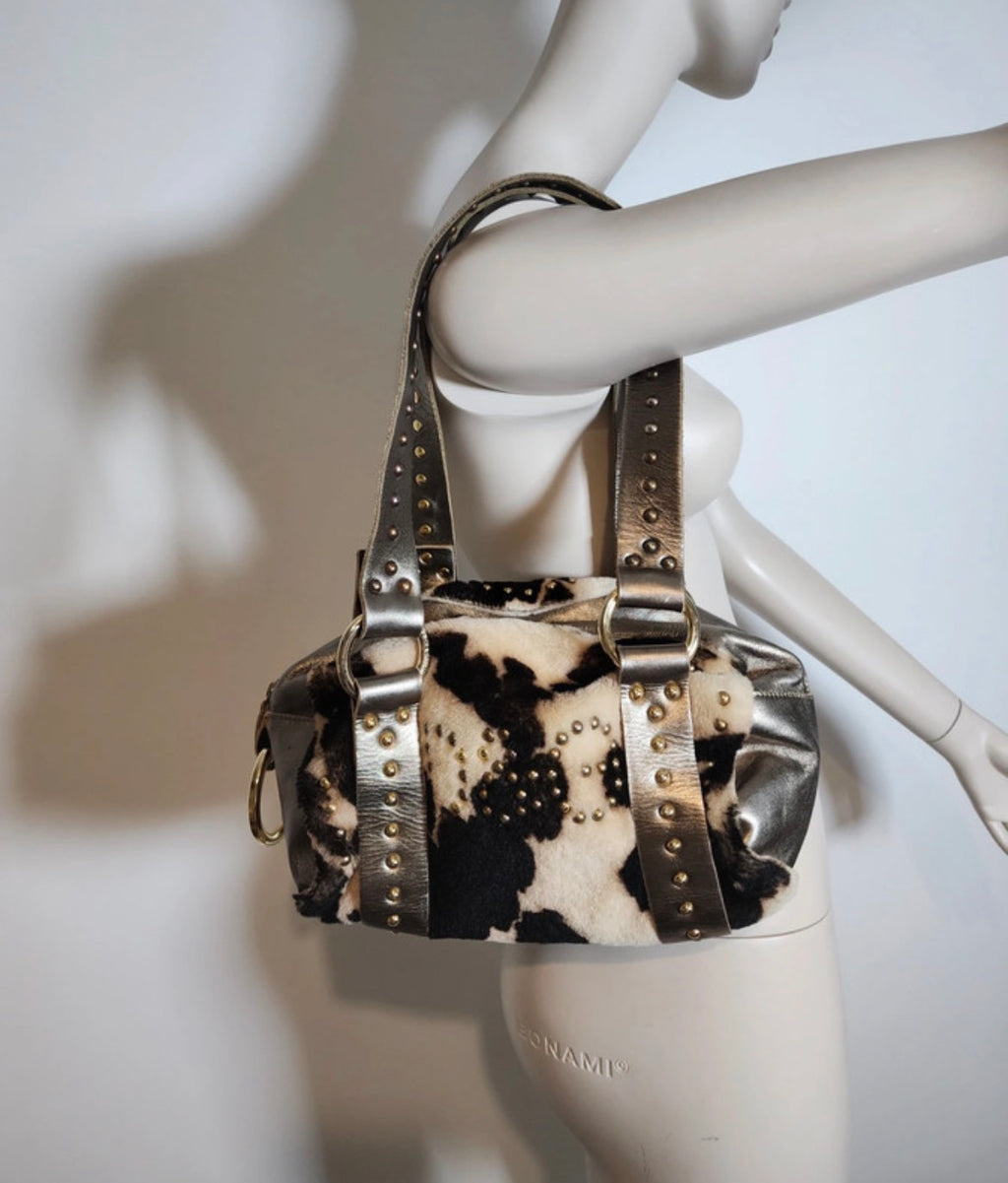 Винтидж чанта Dolce & Gabbana с cow print и метални капси