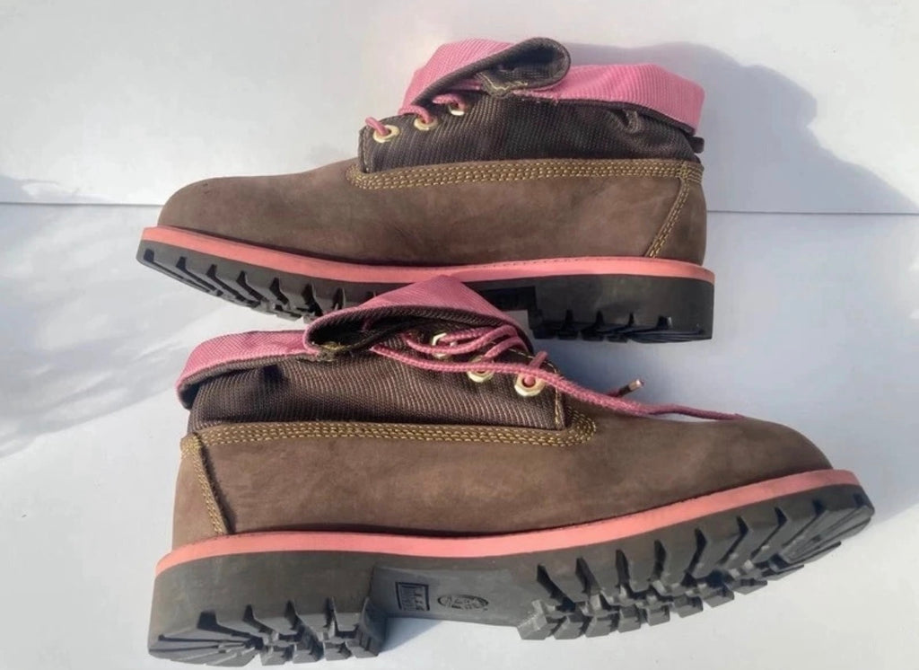 Винтидж Y2K боти Timberland от кафяв набук с розови детайли
