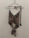 Paisley копринен halter топ