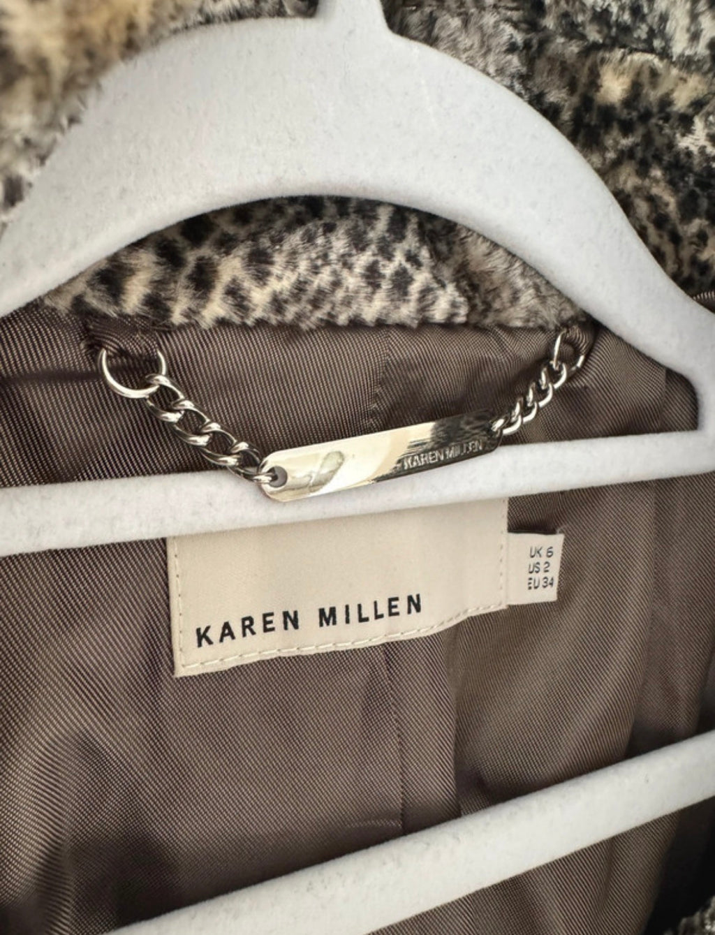 Vintage Karen Millen дълго палто със змийски принт и колан