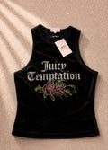Limited edition Juicy Couture “Juicy Temptation” velvet tank top в черно
