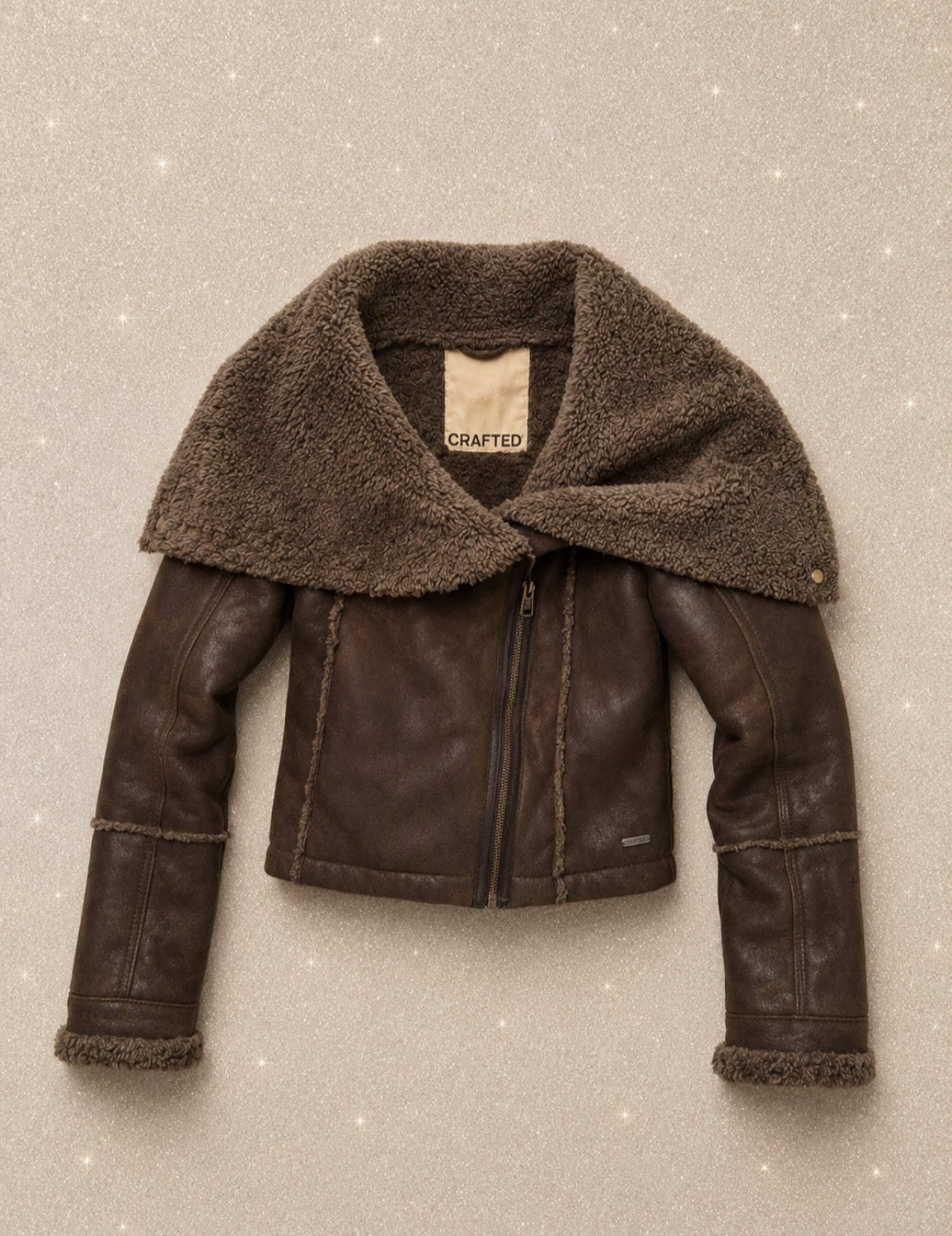 Винтидж яке CRAFTED тип aviator/shearling с ефектна oversized яка