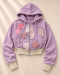 Дизайнерски Charlie Constantinou patchwork hoodie в лилаво-розова цветова комбинация