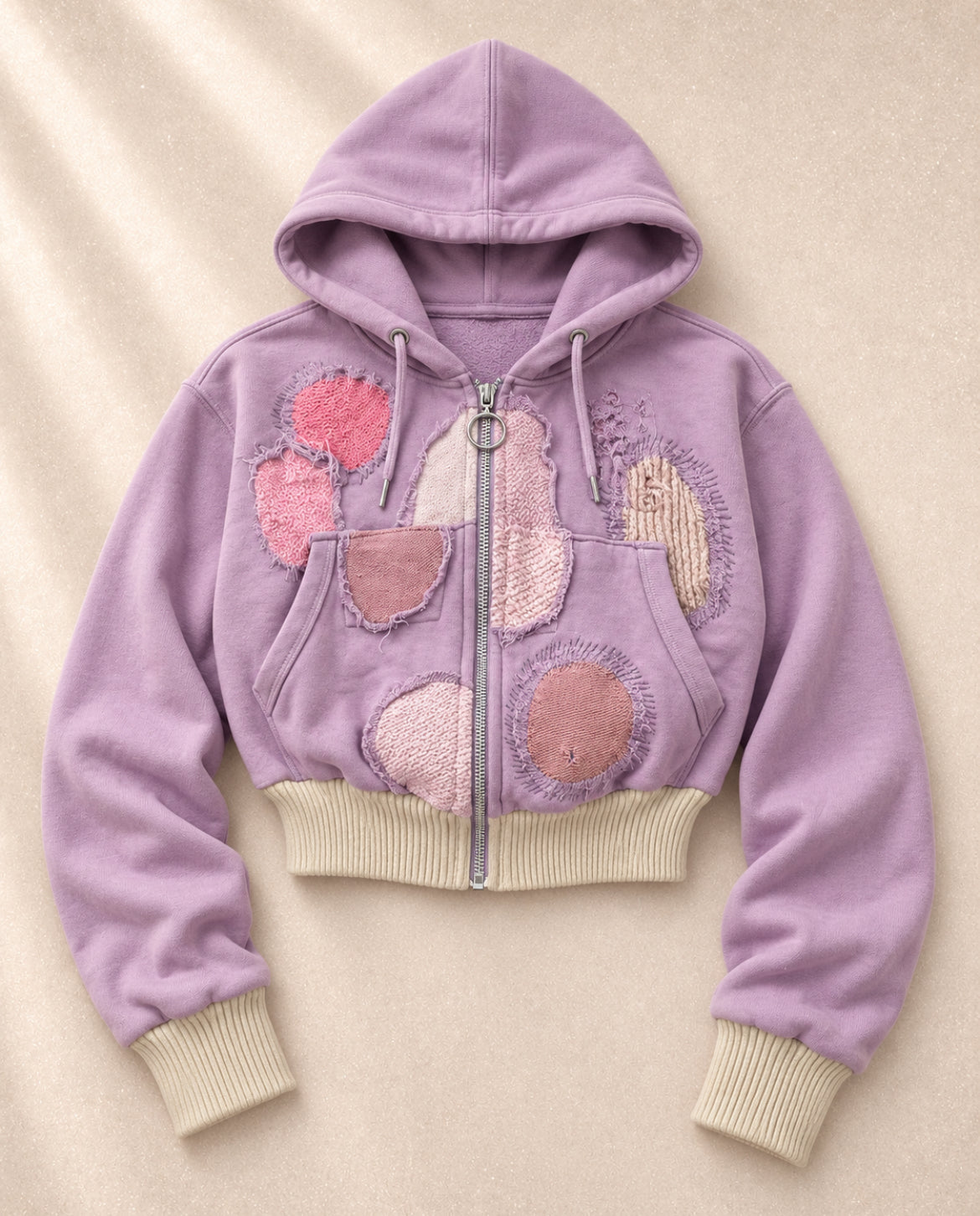 Дизайнерски Charlie Constantinou patchwork hoodie в лилаво-розова цветова комбинация