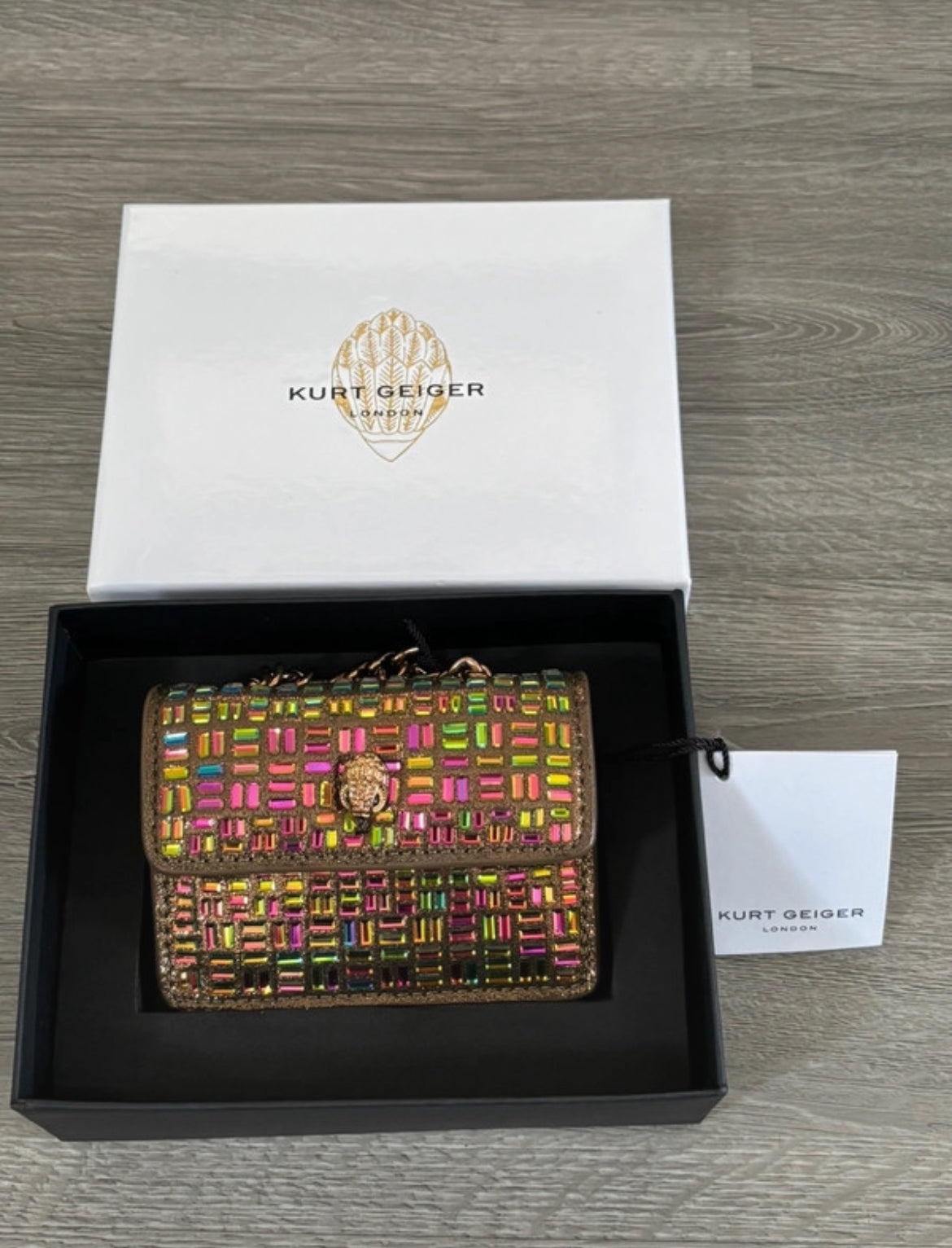 Мини чанта Kurt Geiger Micro Multicoloured Clutch с цветни кристали