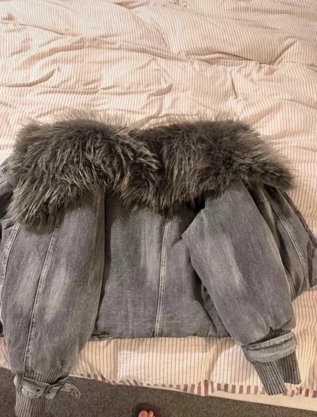 Jaded London Alloy Denim Bomber Fur яке