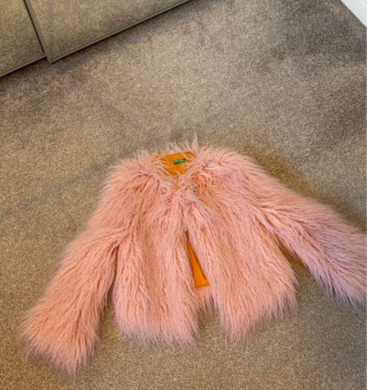 United Colors of Benetton Pink Faux Mongolian Fur яке