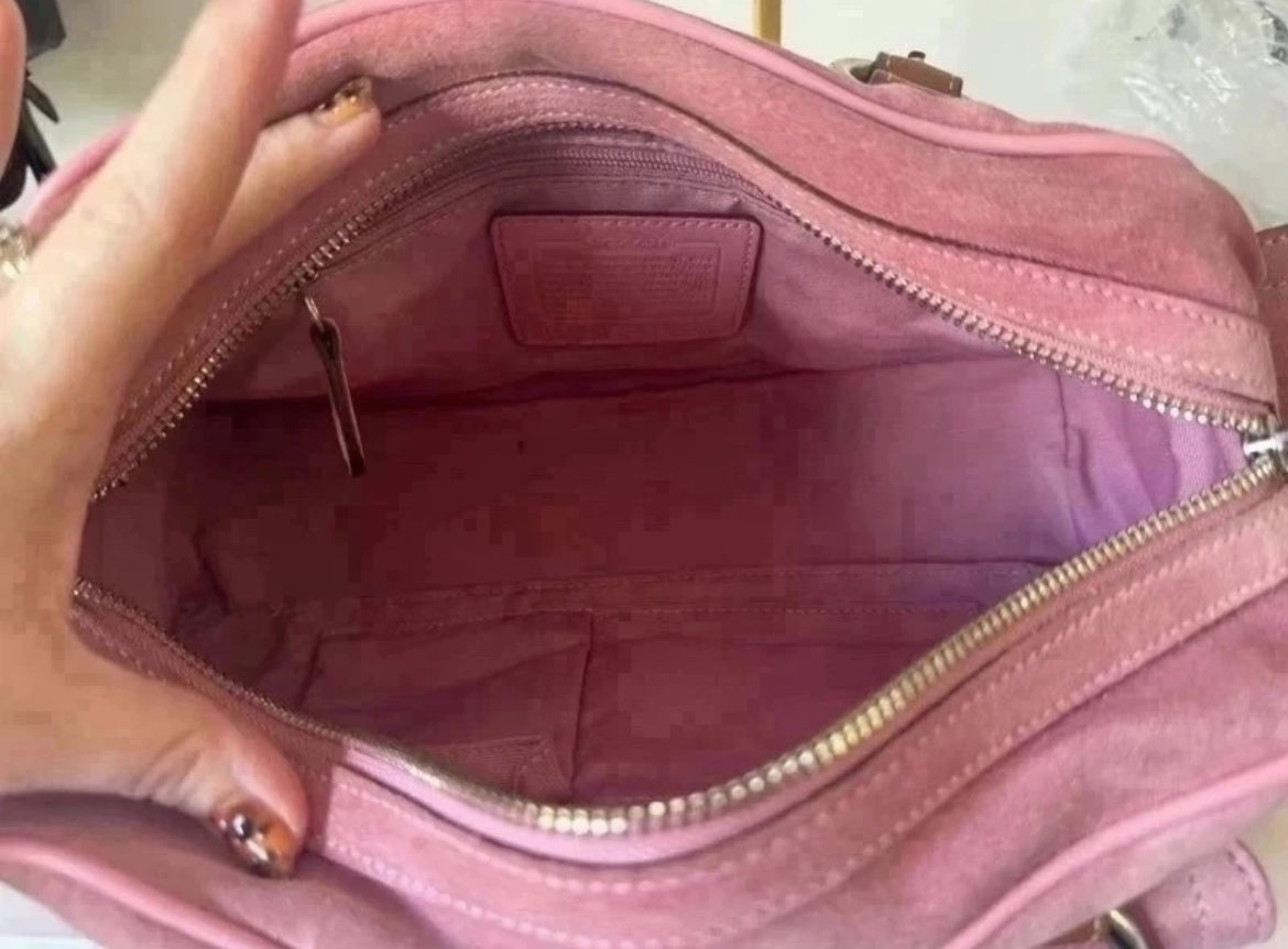 Vintage Coach Pink Suede & Leather Satchel – K05S-8A23