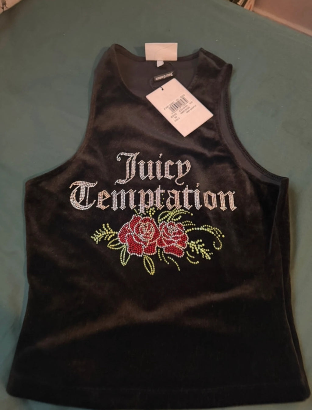 Limited edition Juicy Couture “Juicy Temptation” velvet tank top в черно