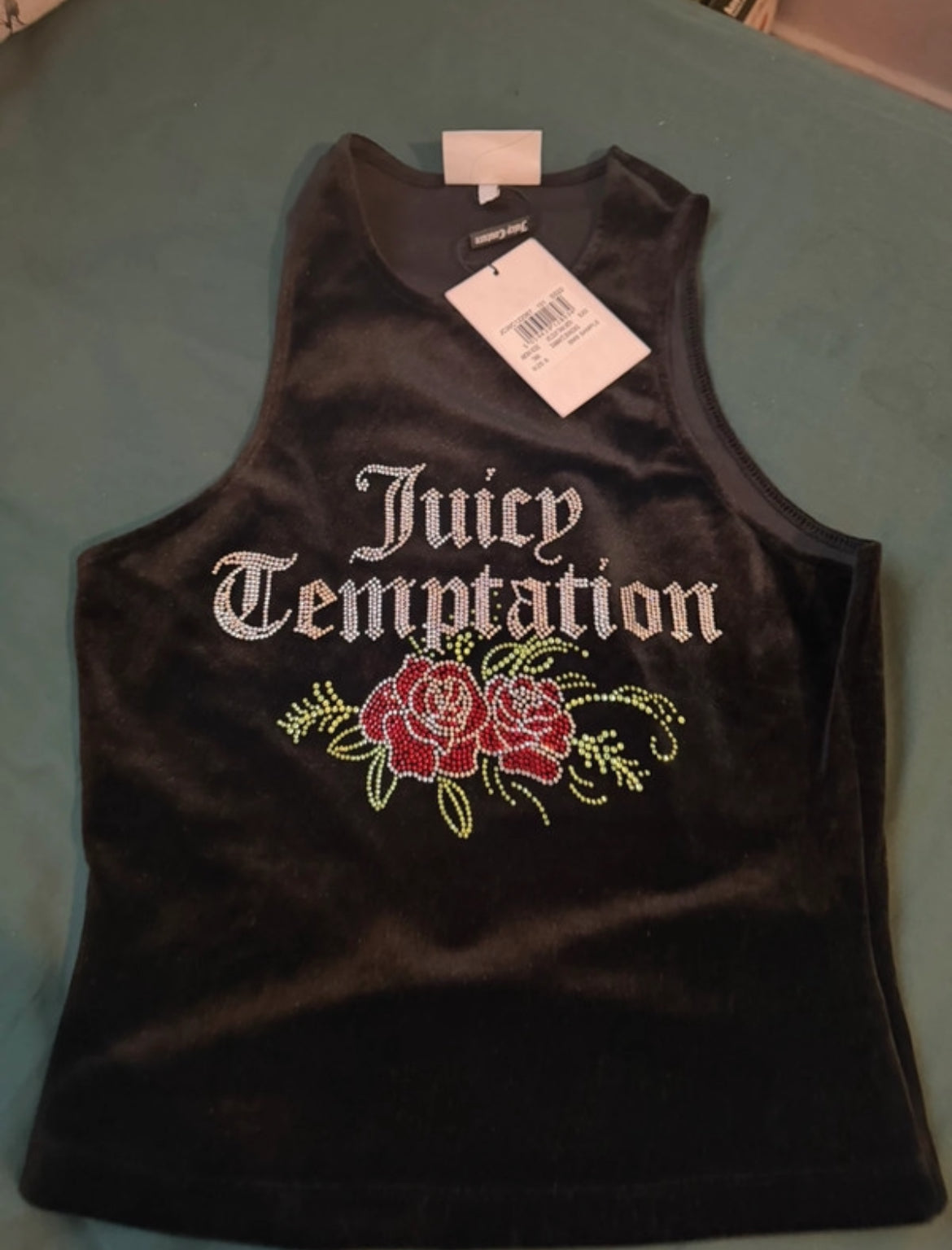 Limited edition Juicy Couture “Juicy Temptation” velvet tank top в черно