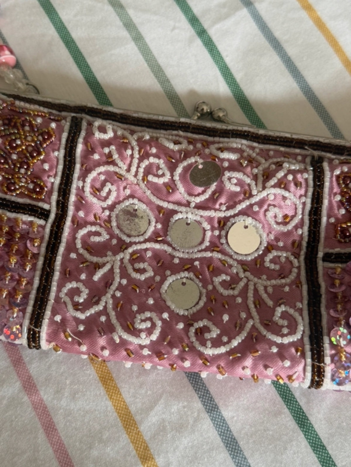 Винтидж розова beaded evening bag