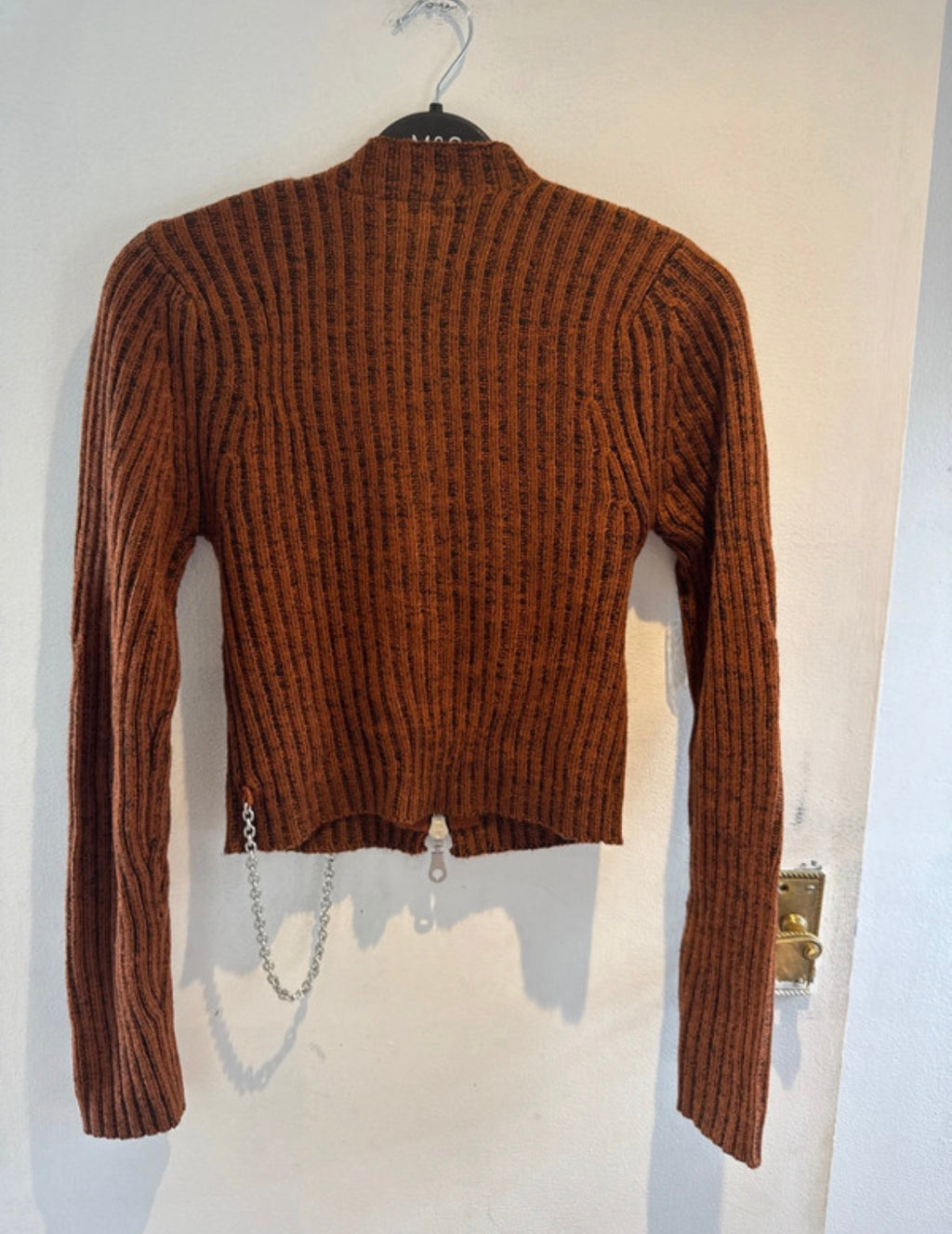 The Ragged Priest Rust Zip-Up Knit Top