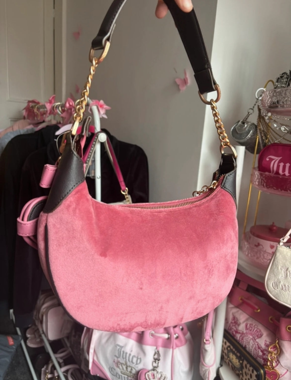 Y2K чанта Juicy Couture в розов велур