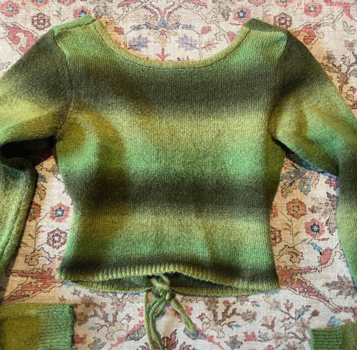 Urban Outfitters Green Fluffy Open-Back Knit топ