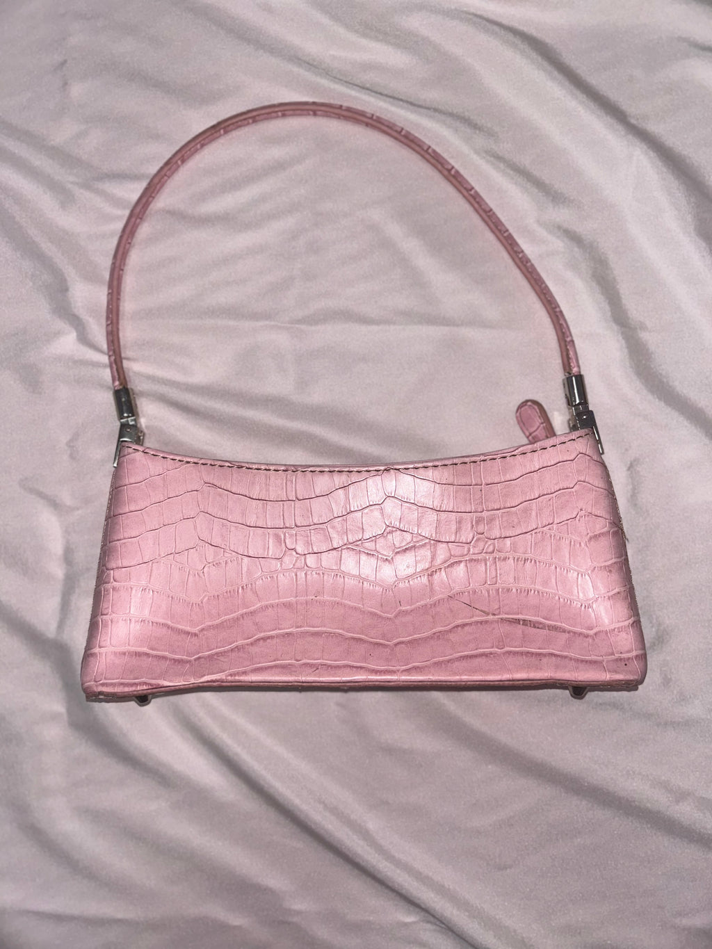 Vintage N.Y.C. pink croc shoulder чанта