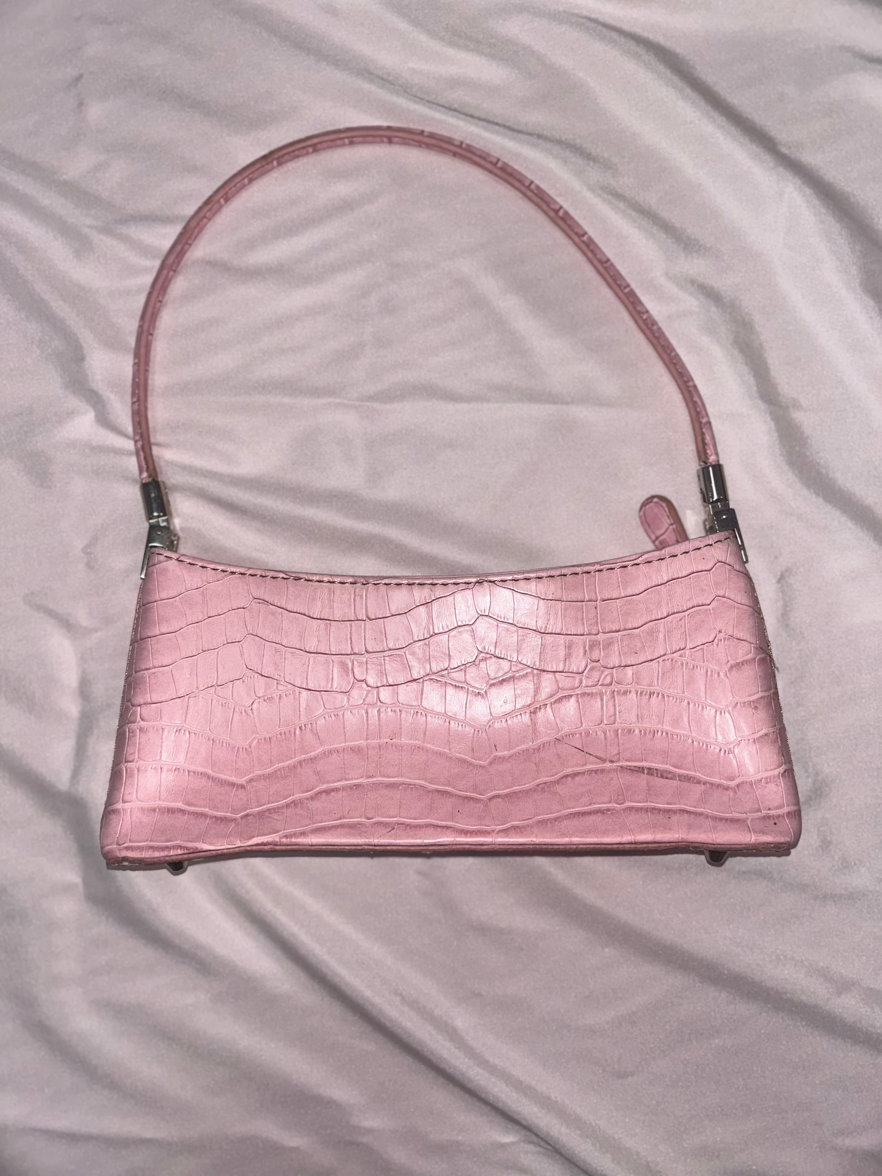 Vintage N.Y.C. pink croc shoulder чанта
