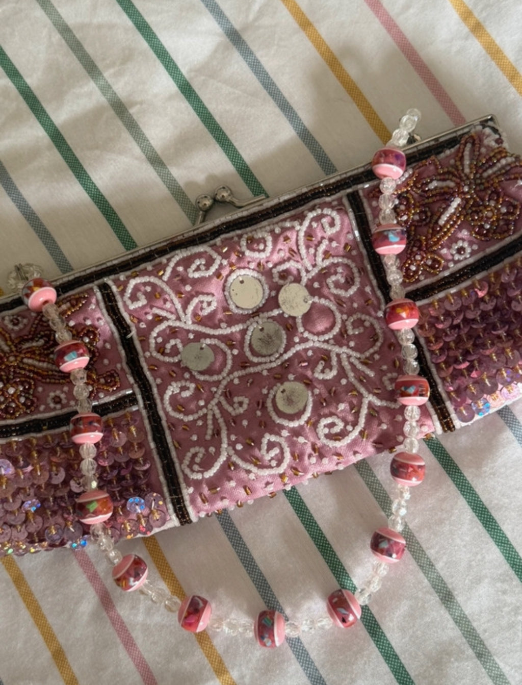 Винтидж розова beaded evening bag