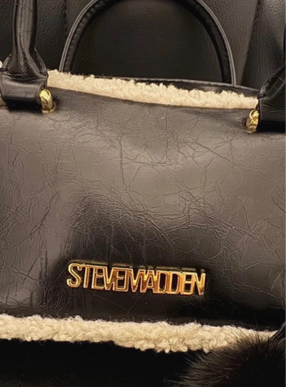 Steve Madden Faux Leather Teddy Trim чанта