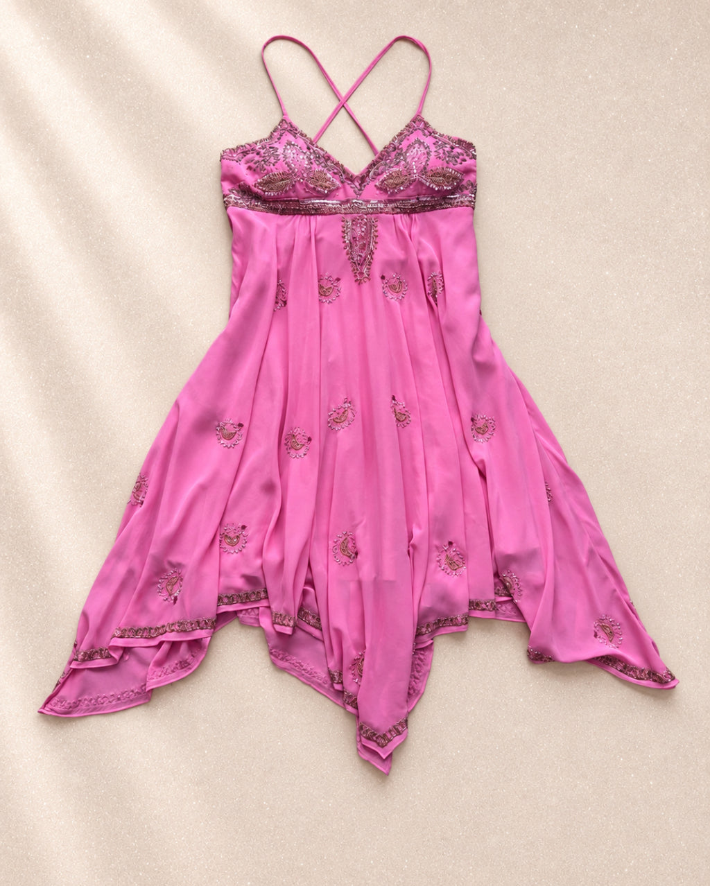 Винтидж fairycore рокля в наситено fuchsia pink - естествена коприна