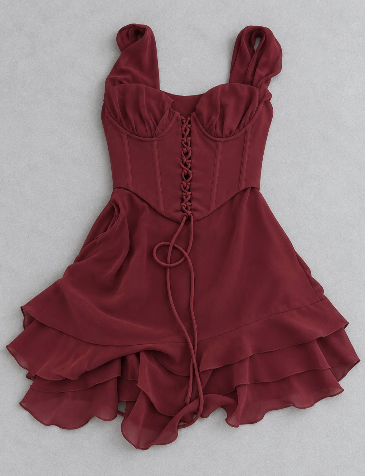 Oh Polly Farrah Asymmetric Corset Frill Mini рокля