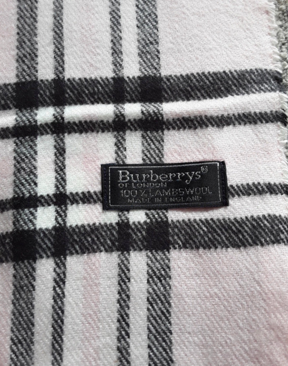 Vintage Burberrys of London – Розов кашмирен на вид кариран шал от агнешка вълна