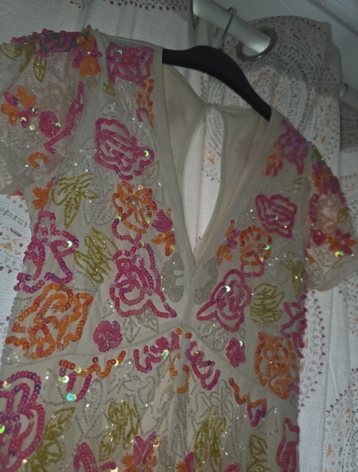 Miss Selfridge playsuit с богата флорална бродерия и пайети