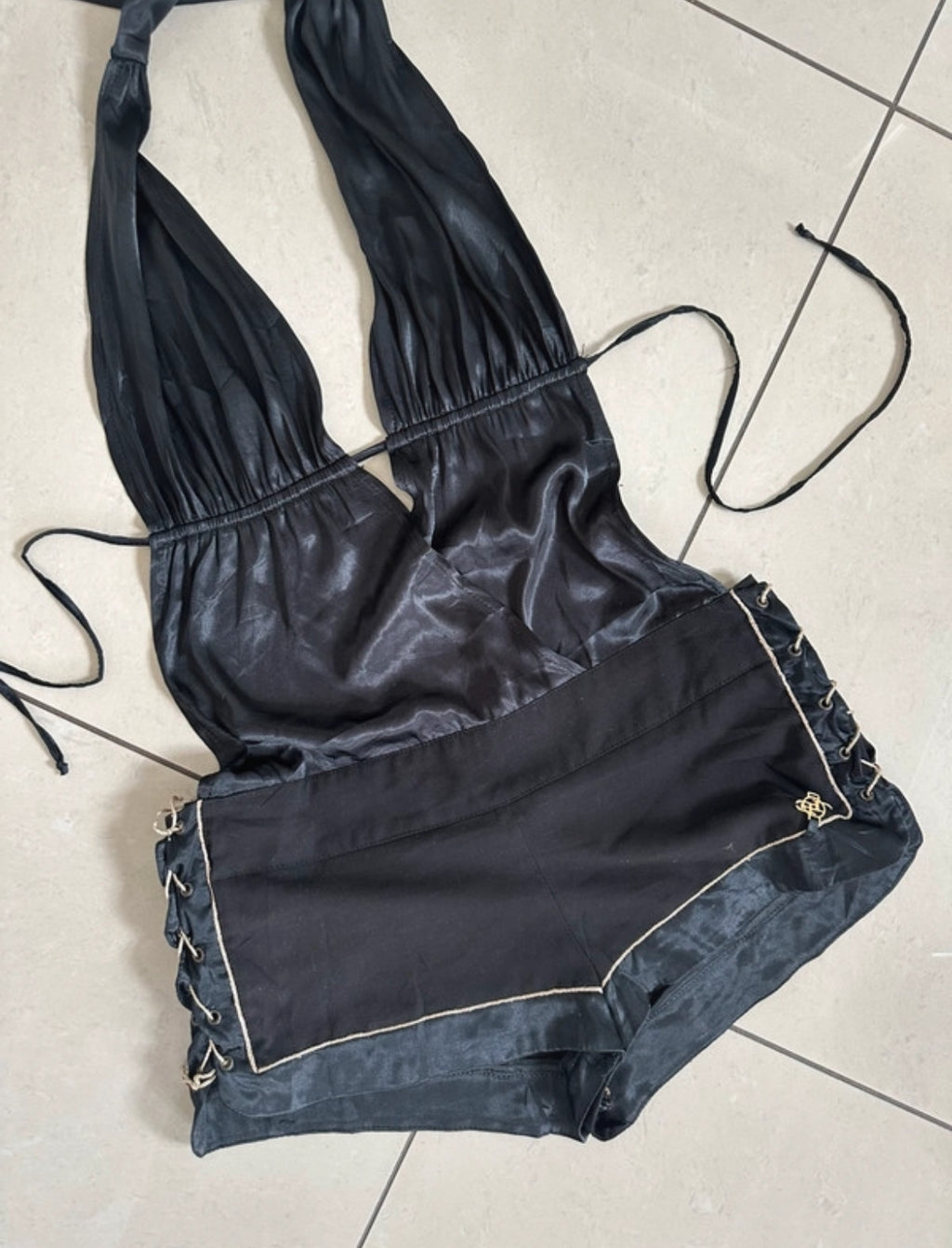 Винтидж Y2K halter playsuit