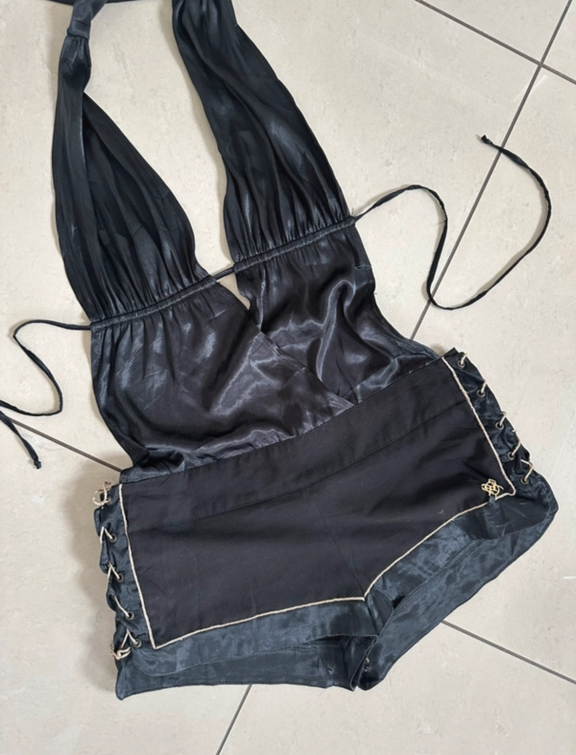 Винтидж Y2K halter playsuit