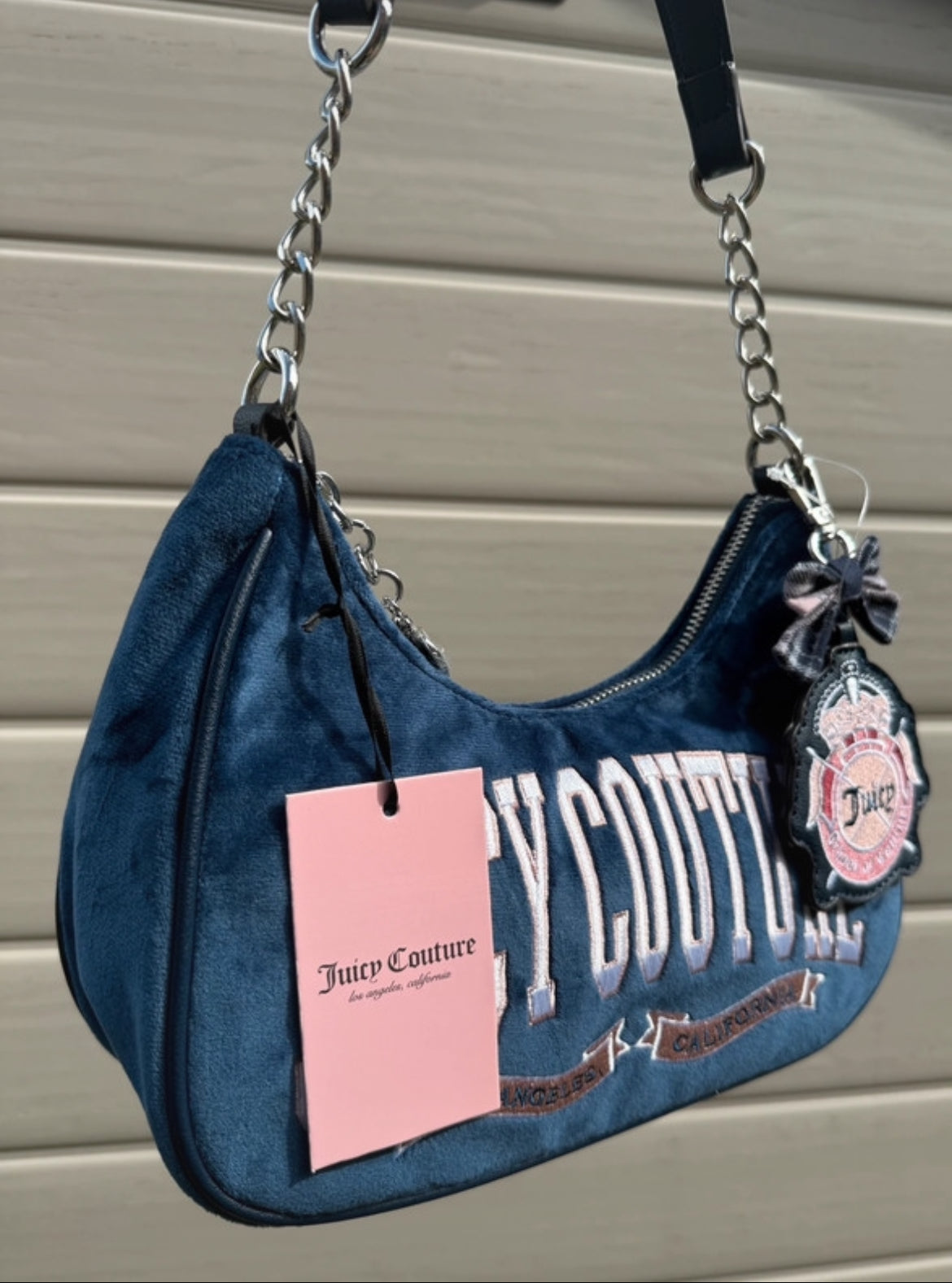 Juicy Couture Navy Regal Blue University Shoulder чанта
