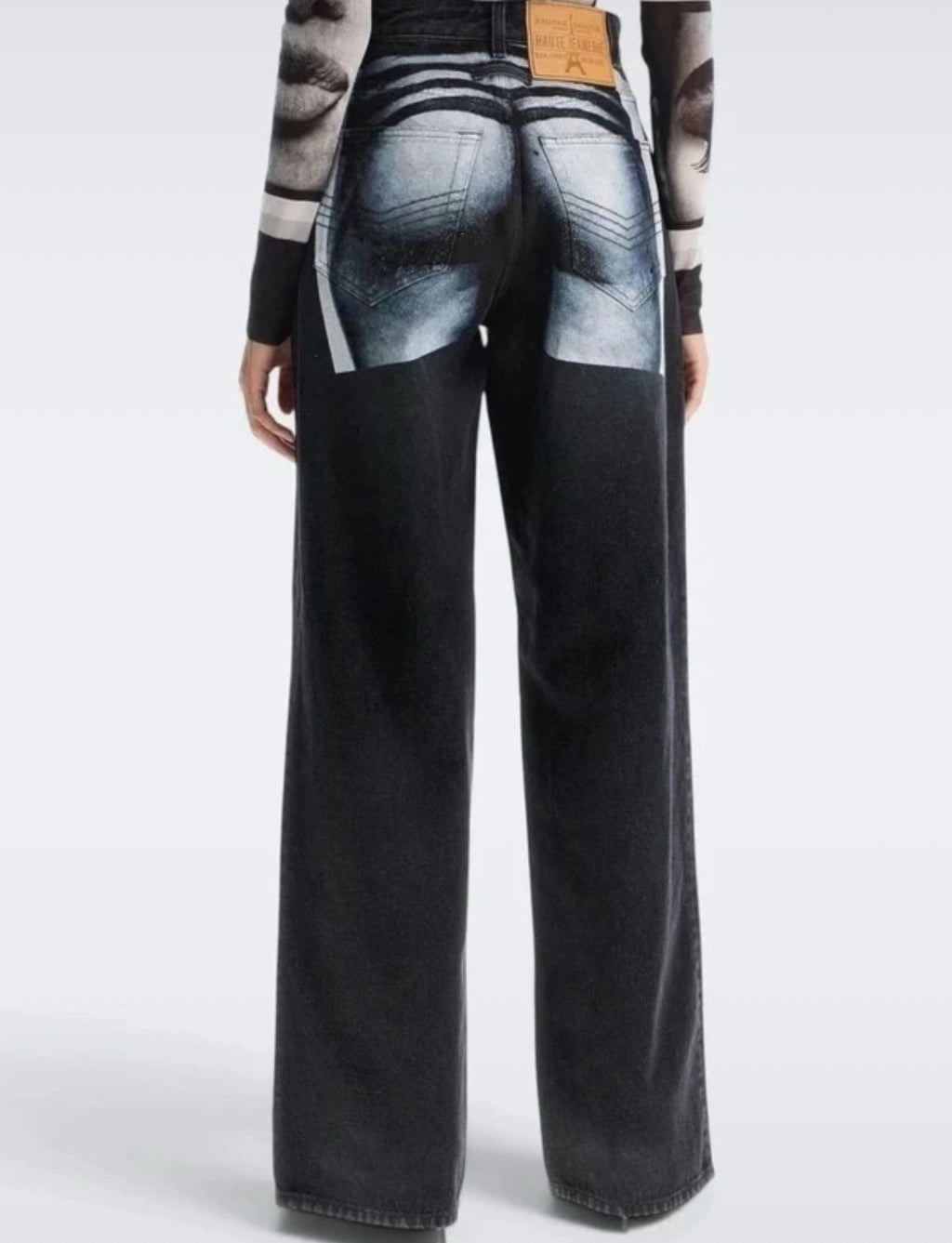 Jean Paul Gaultier – Body Marinière Printed Wide-Leg Jeans