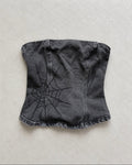 Zara Rhinestone Spiderweb Denim Corset