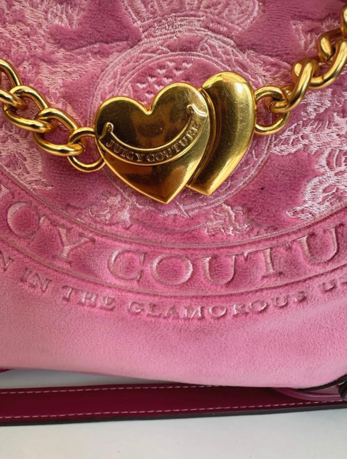 Juicy Couture Twig Narrative Pink Velour Hobo чанта