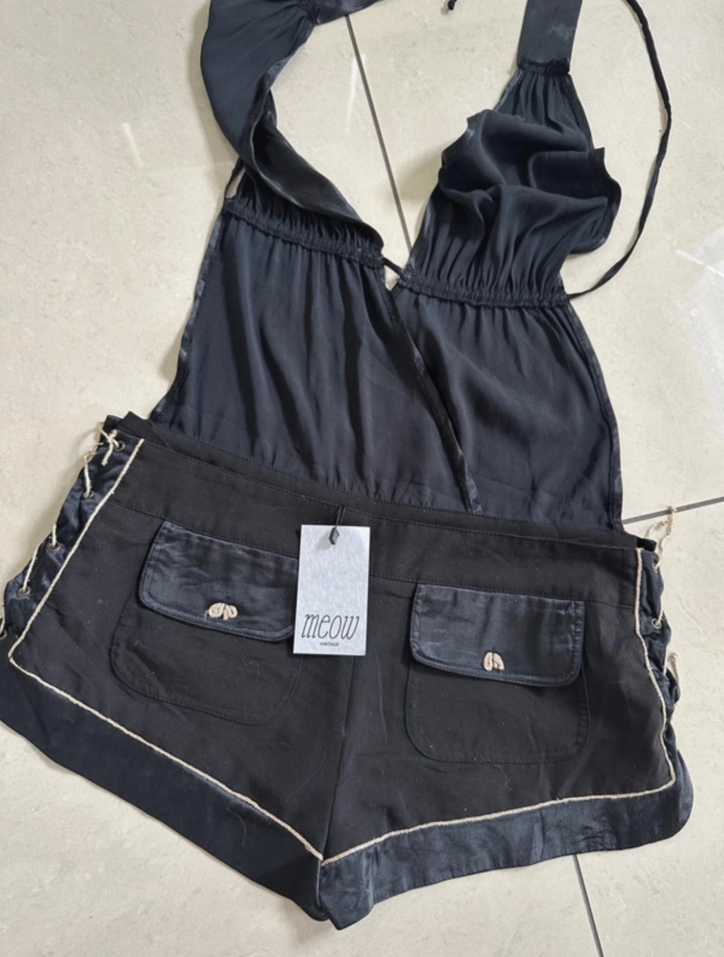 Винтидж Y2K halter playsuit