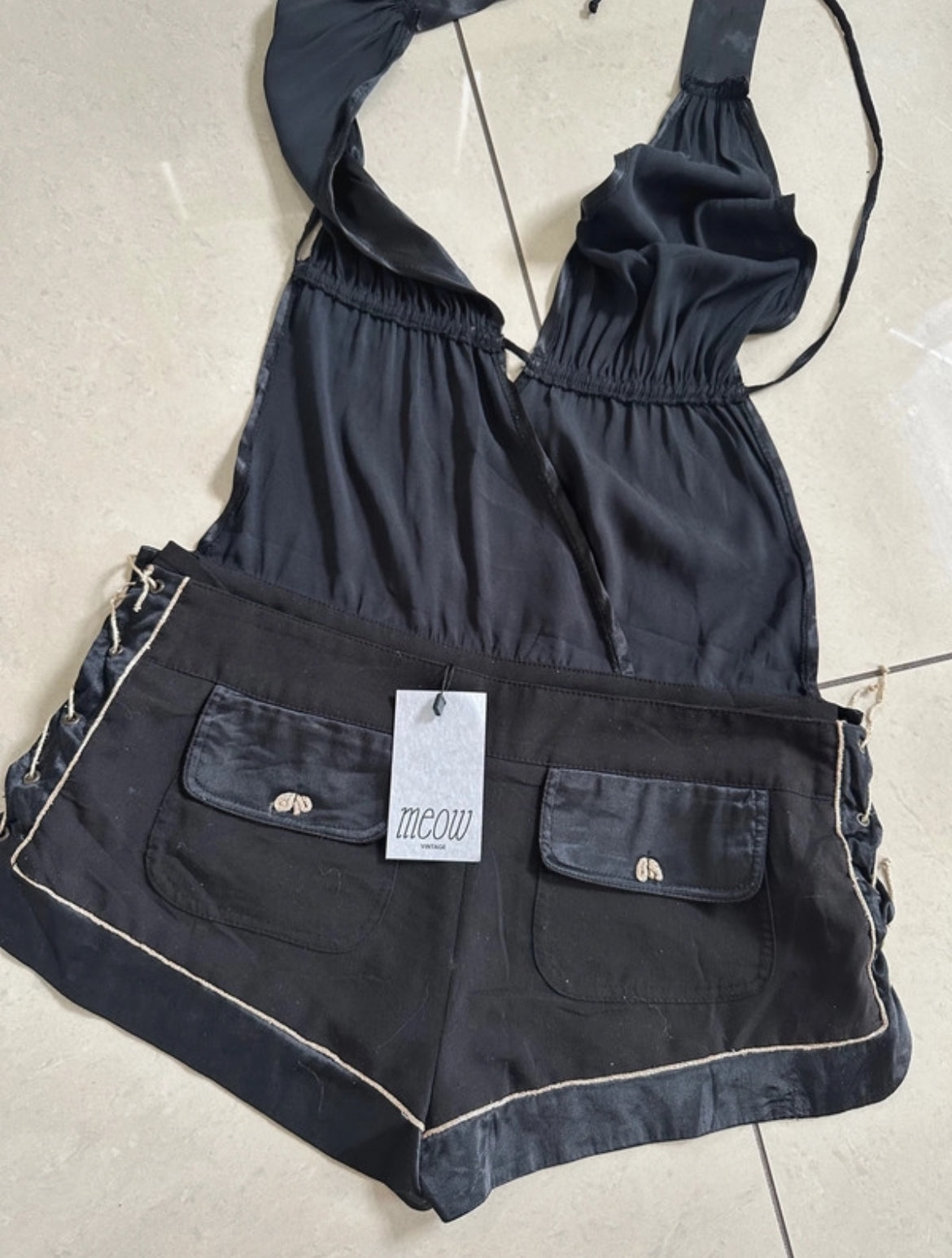 Винтидж Y2K halter playsuit