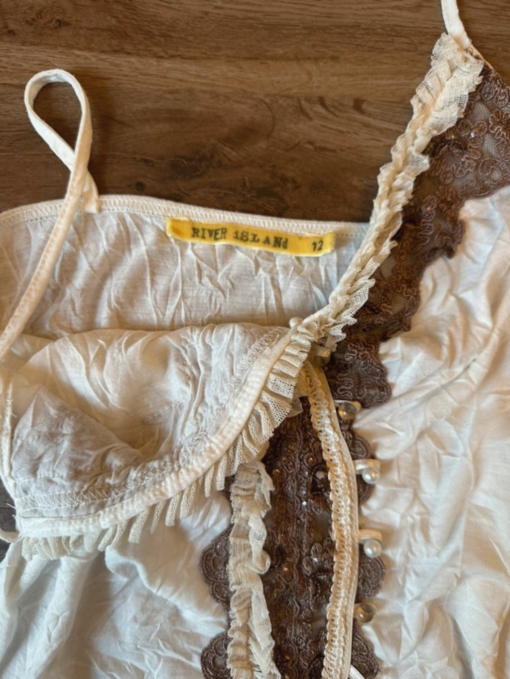 Винтидж комплект Y2K River Island потник & дънкова микро пола