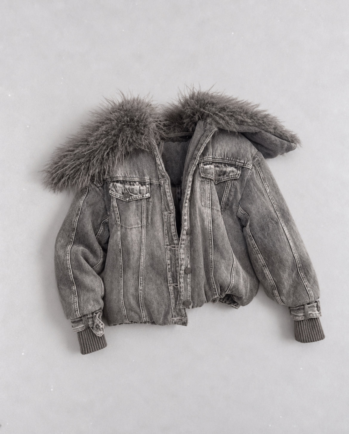 Jaded London Alloy Denim Bomber Fur яке