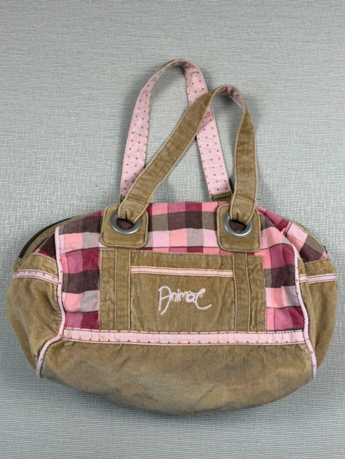 Винтидж Animal shoulder bag от кафяв рипсен плат