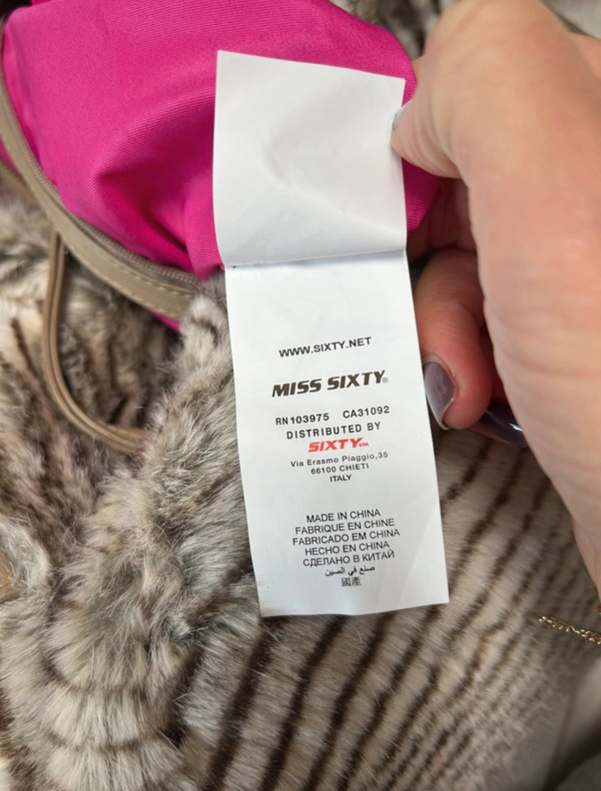 Miss Sixty Y2K Faux Fur Bag – винтидж чанта с животински принт